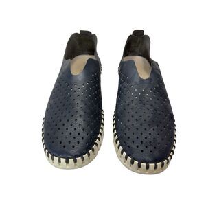 Ilse Jacobsen Tulip Shoes Women’s 10 Navy Blue Slip On Perforated Flats‎ Comfort